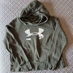 Under Armour Women's Army Green Funnel Neck Hoodie, Waist Length, Loose Fit, L